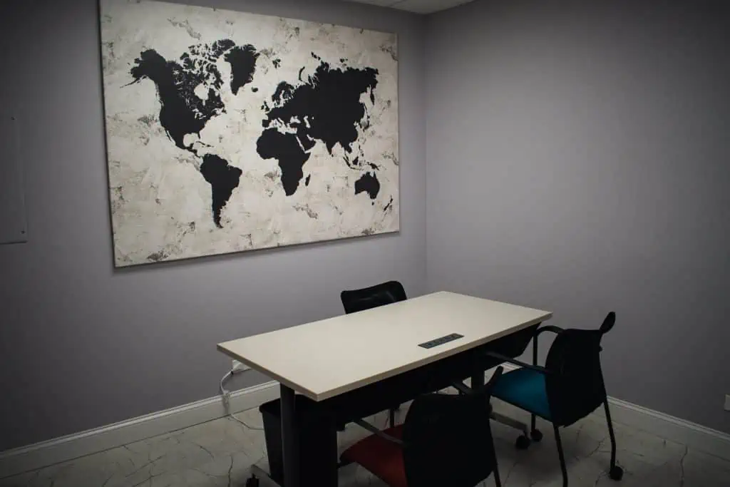 private office with map on the wall in arlington heights coworking